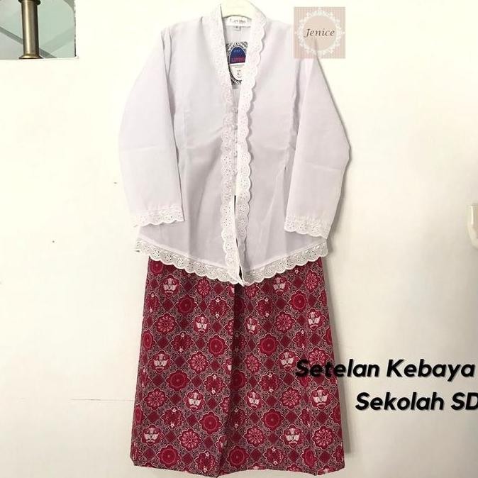 SETELAN KEBAYA ANAK PUTIH MERAH HIJAU SERAGAM SEKOLAH TK SD PAKAIAN FASHION BAJU ADAT PEREMPUAN SUND