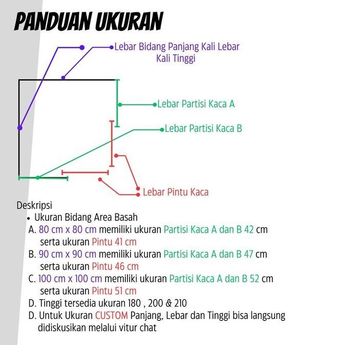 Shower Box Kamar Mandi Kaca Tempered 10Mm Pintu Sliding Double