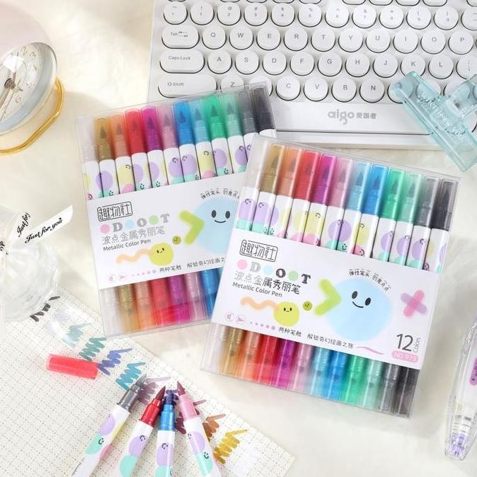 

Winzige12Pcs Brush Kuas Kaligrafi Brush Pen Pena Warna Warni Lettering Drawing Pen Brushpen Mewarnai Penbrush Spidol Highlighter Pen Brush Pastel Pink School Stuff Korea Alat Tulis Barang Aesthetic Cat Air Pen Brush
