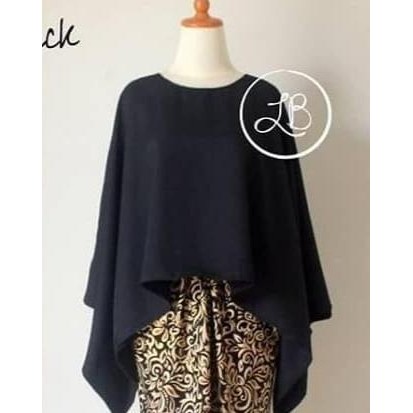 Kebaya Modern Atasan Batwing Hitam