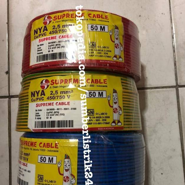 Kabel Listrik Tunggal Nya 2.5 25 Mm Supreme 50Meter 2.5Mm 1X2.5 1X25
