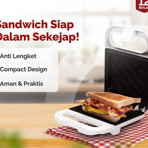 Cypruz Sandwich Maker Pemanggang Roti Anti Lengket Low Watt