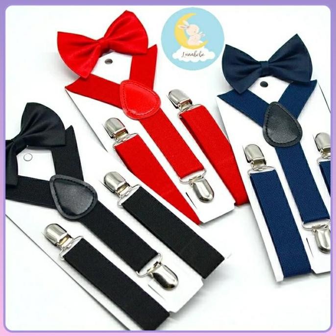 Suspender Dewasa Pria Suspender Anak Laki Laki Cowok , Bonus Dasi Kupu / Suspender Tali Jojon Suspen