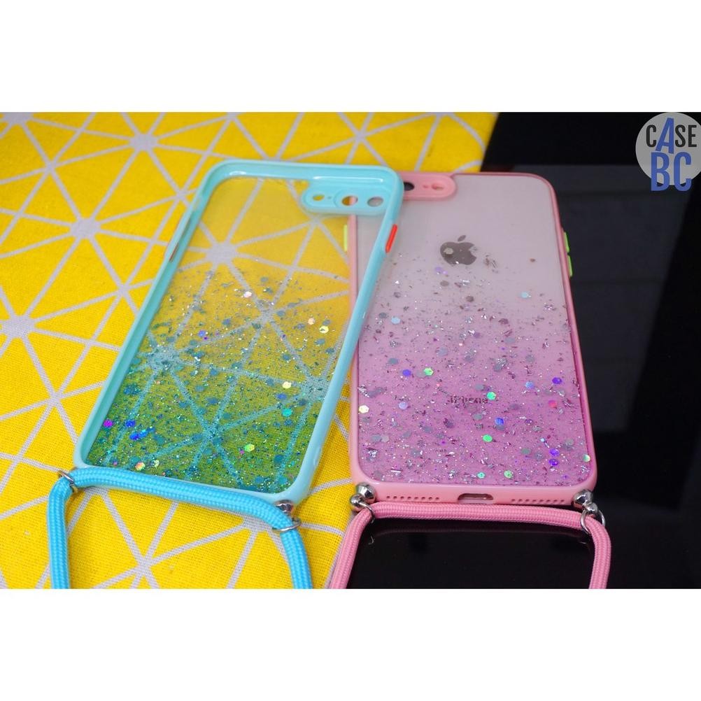 Premium Caseabc - Silikon Softcase Case Glitter Colour + Tali Leher Berwarna Samsung A12 A10S A01 Co