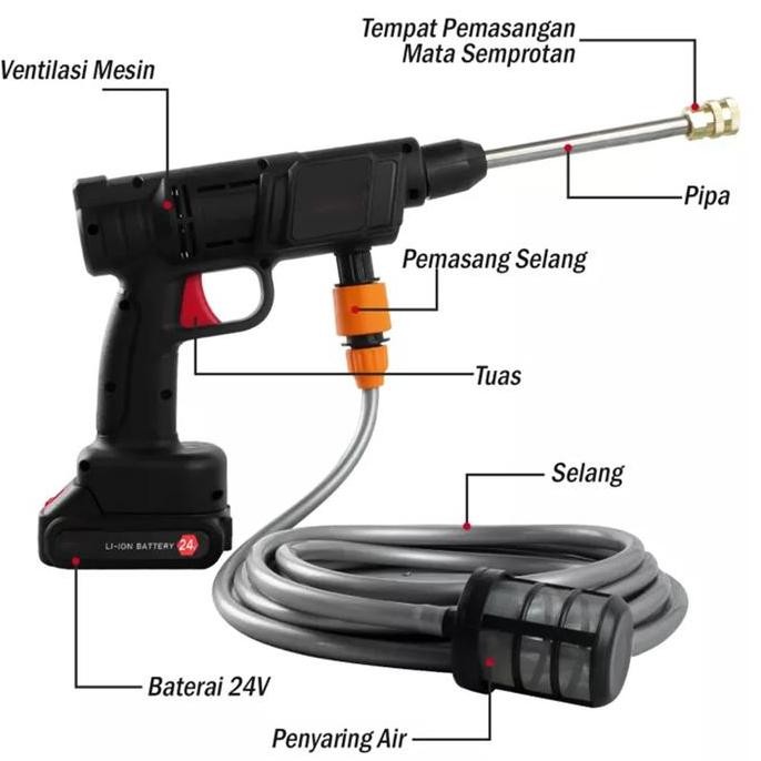 [BISA COD] Mesin Cuci Steam Motor Mobil Baterai 21 Volt/ 28 Volt / 48 Volt Cordless Water gun High Q