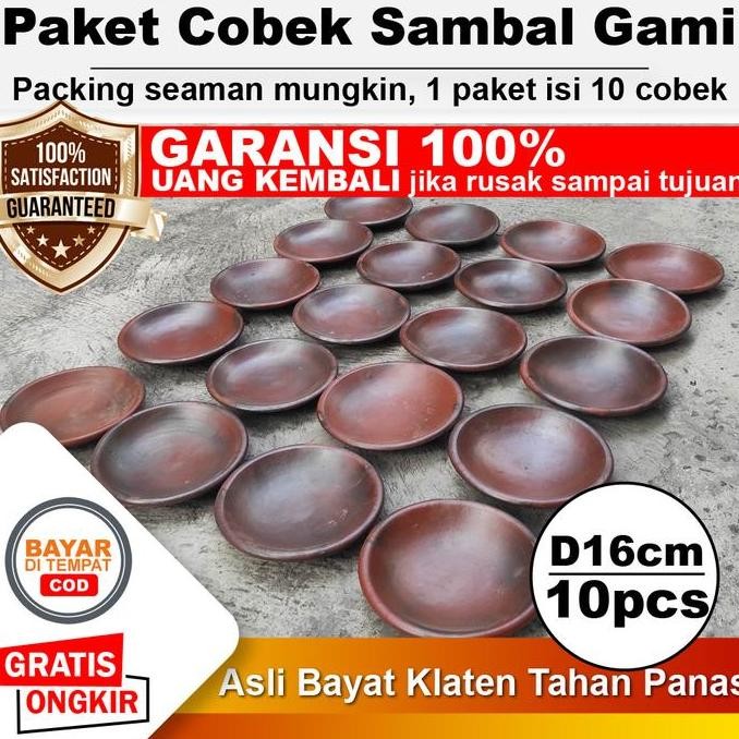 

10pcs - Diameter 16 cm - Paket Usaha Sambal Gami Bakar Piring Cobek Tanah Liat Tahan Panas Cowek Coek Cowet Coet