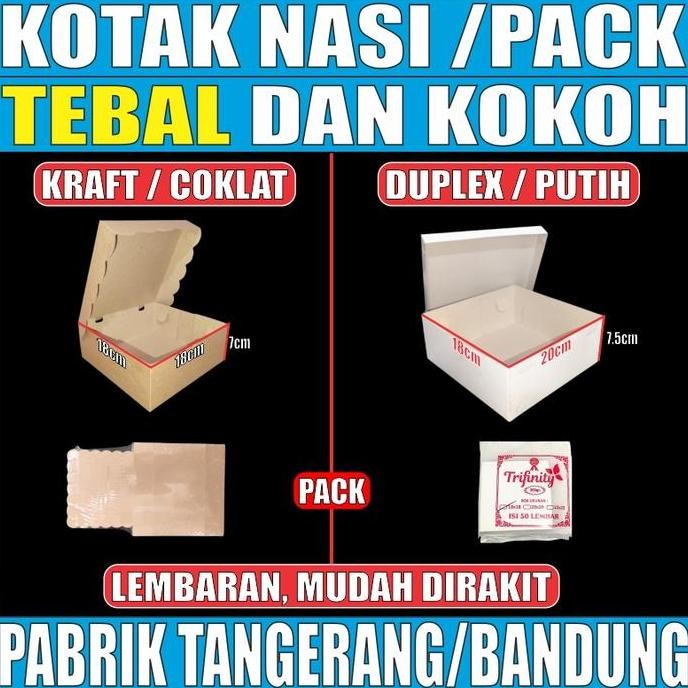 

UNGGULAN shopee Kotak Nasi Tebal u Katering Dus uk 18x18 / 200 Duplex Putih Kraft Coklat per Pack