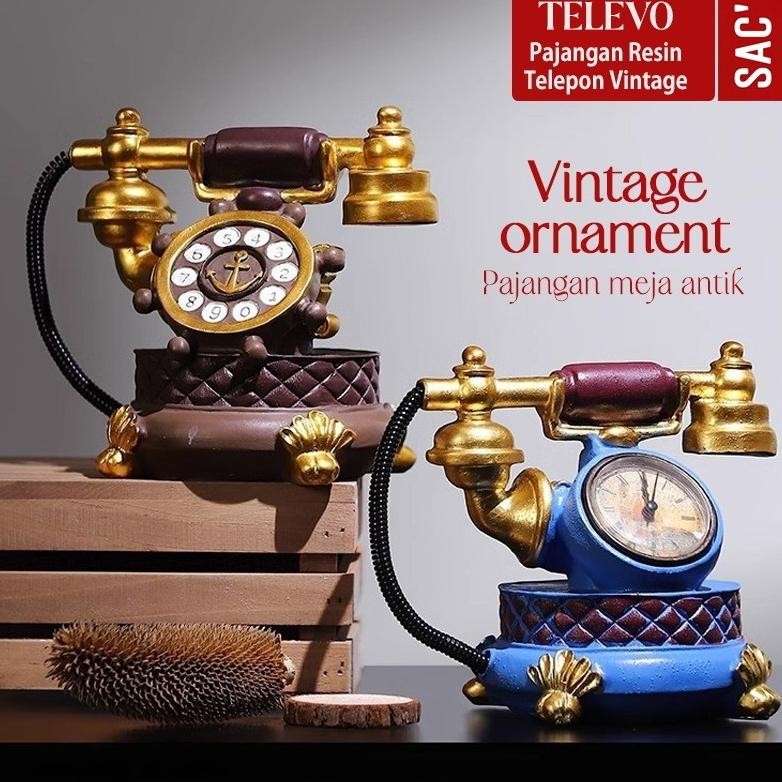 Terlaris Televo Pajangan Ornament Meja Patung Resin Telepon Antik Kuno Dekorasi Hiasan Rumah Vintage