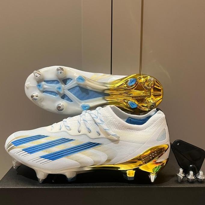 Sepatu Bola Adidas X Crazyfast .1 Messi White Gold SG ( Pull Besi ) JS