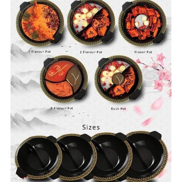 Panci Hotpot 2 Rasa Naga Shabu Shabu Steamboat Hitam Merah Emas Resto