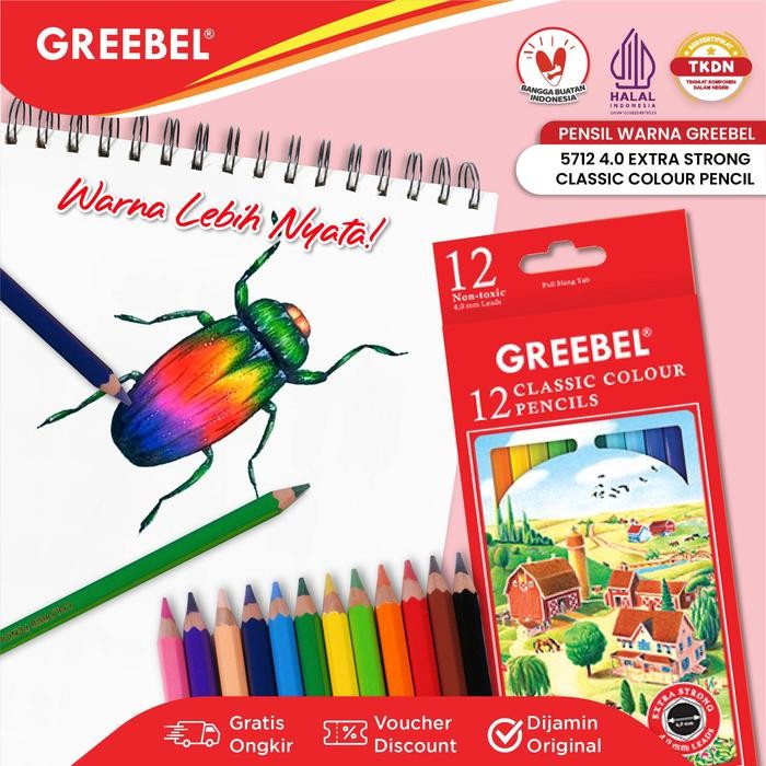 

BEST SELLER GREEBEL Pensil Warna 12 Warna / Classic Colour Pencils (5712) / Pensil Warna Mewarnai