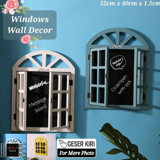 Jendela Kayu Hiasan Gantungan Dinding Windows Vintage Wall Decoration Message Board