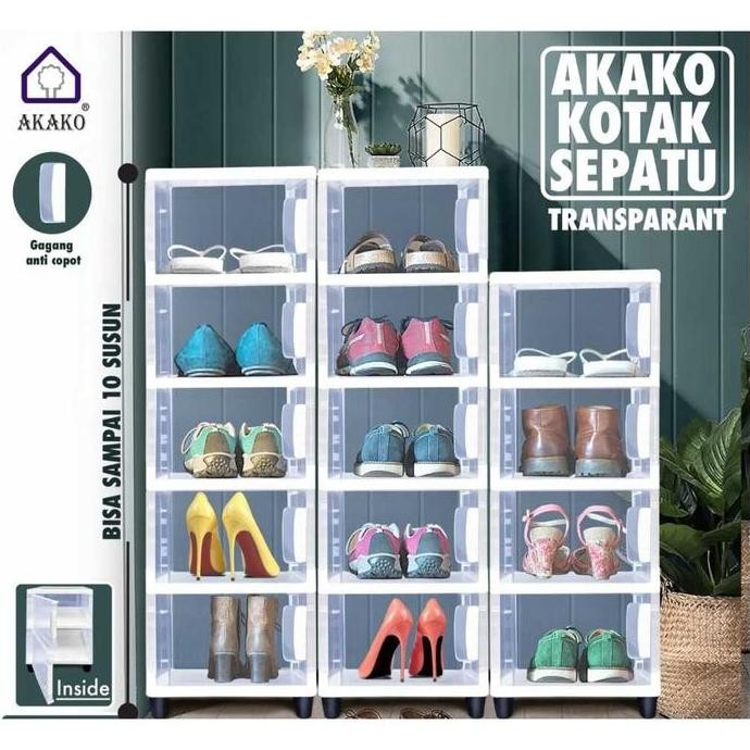 Stok Sj Kotak Sepatu Akako Rak Penyimpanan Transparan Box Sepatu Anak