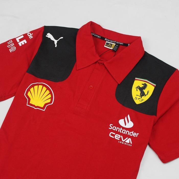 Kaos Polo Shirt Ferrari Racing Team F1 2023 Giallo Polo Pria Premium
