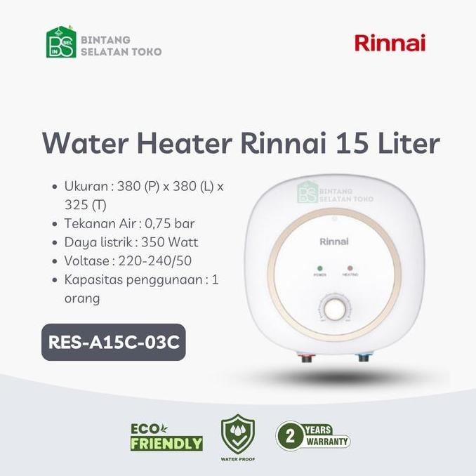 TERBARU - WATER HEATER RINNAI LISTRIK 15 LTR
