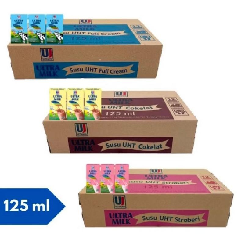

Ultra Milk 125ML 125 ML 1 Dus isi 40 PCS / Susu Ultramilk UHT Fullcream Cokelat Stroberi (1Dus isi 40PCS) Nugi