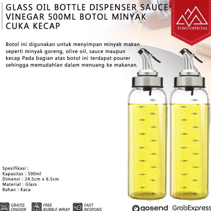 

Glass Oil Bottle Dispeer Sauce Vinegar 500ml Botol Minyak Cuka Kcp