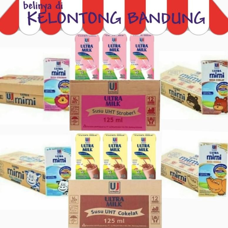 

Ultra Mimi 125ml / 125 ml Susu UHT Coklat / Full Cream / Stroberi / Vanila Per Dus / Box / Karton Nugi
