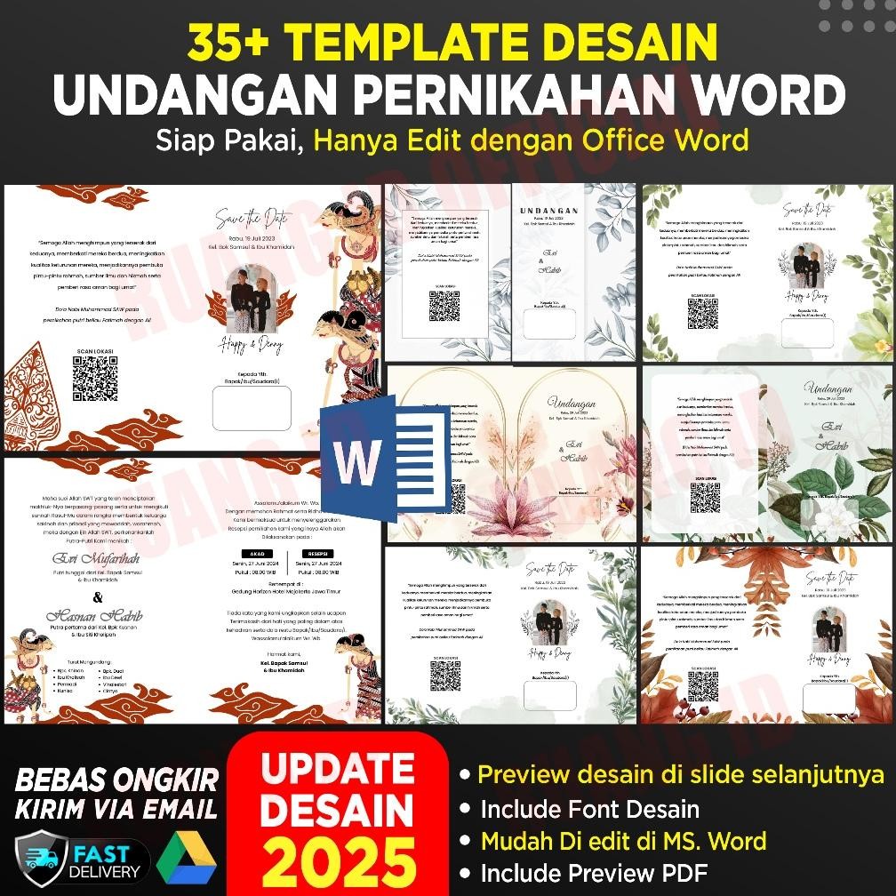 Template Desain Undangan Pernikahan Word Kekinian Aesthetic Rustic Nugi