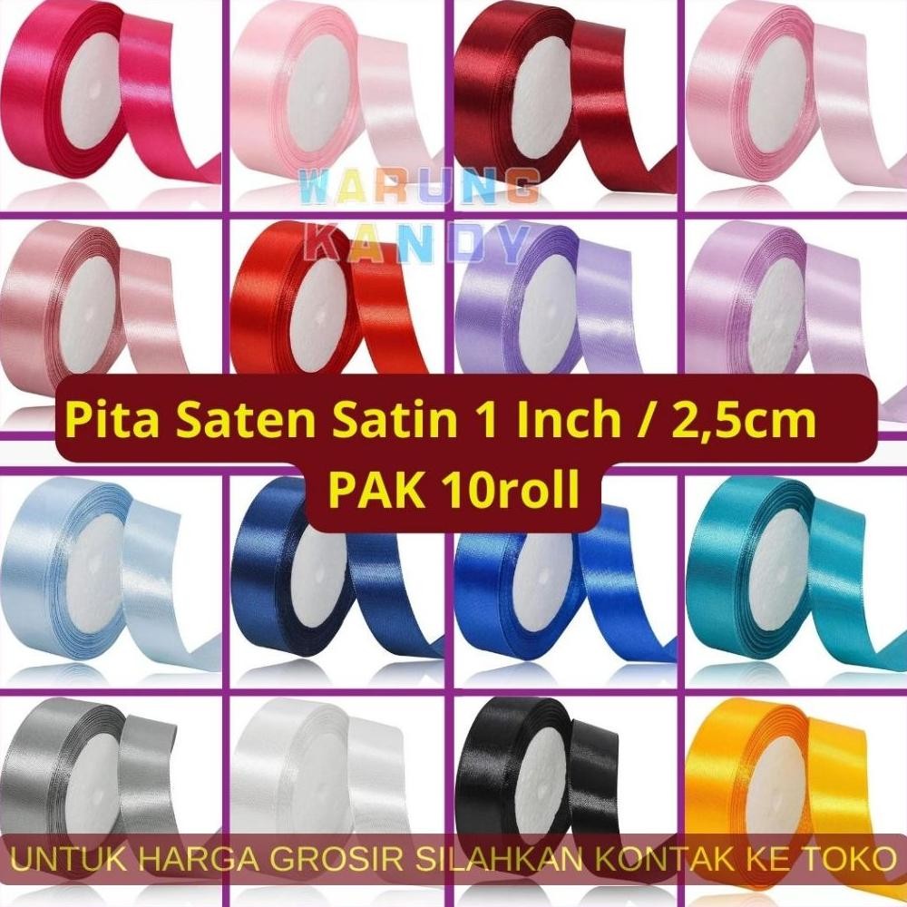 

Pita Saten Satin 1 Inch / 2,5cm ~ PAK 10roll Nugi