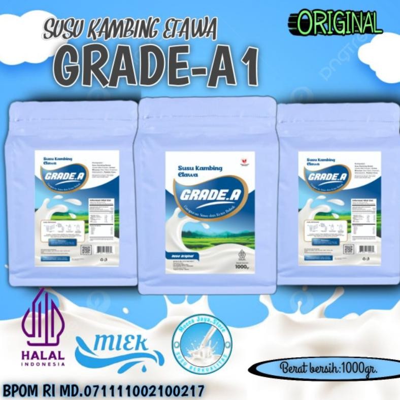 

Mocca Jaya-SUSU KAMBING ETAWA GRADE-A1 RASA ORIGINAL 1KG/1000GR Nugi