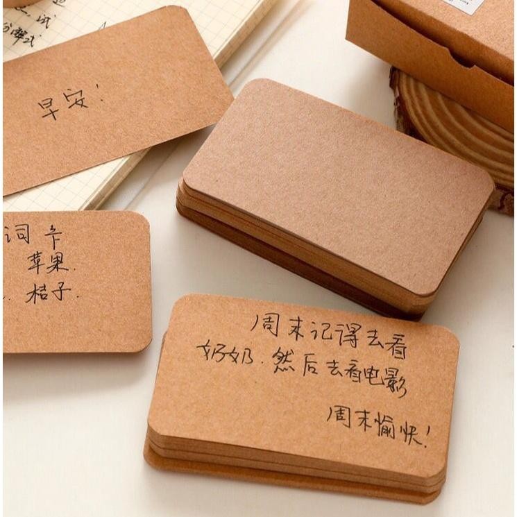 Kkim [Miloli] 100Lembar Kartu Ucapan/ Kartu Kosong Notepad Kertas Kraft Notepad Greeting Cards - F01