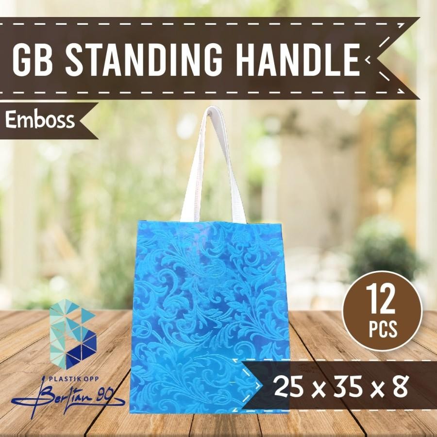 

Kkim ( Ecer ) Goodie Bag Emboss Spunbond Tali 25X35X8 Cm Tebal Premium