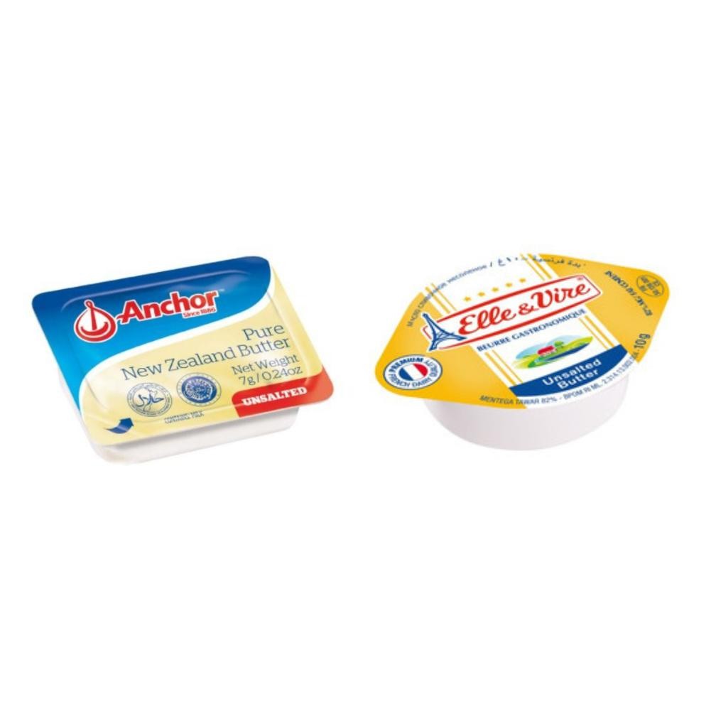

Anchor / Elle & Vire Unsalted Butter 10 Mini Cups 7gram - Free Food Container Nugi
