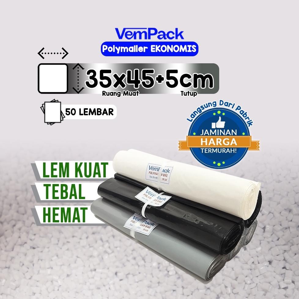 

Polymailer EKONOMIS 35x45 CM 40 Micron PE Glossy Plastik Packing Online Shop Tebal Anti Sobek Murah Nugi