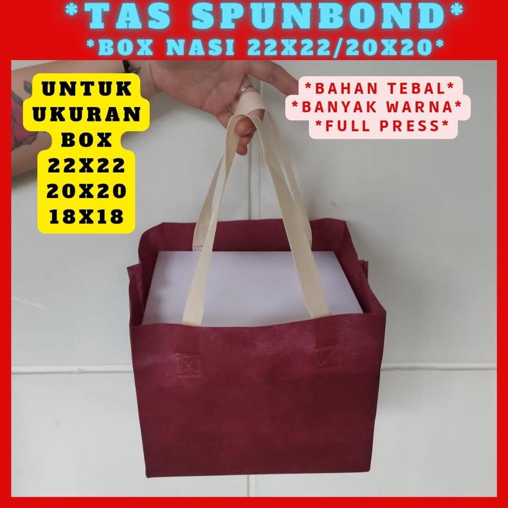 

Tas kotak nasi 22x22 20x20 / tas box nasi 22x22 20x20 / tas spunbond polos 22x22 20x20 / tas hajatan 22x22 20x20 / tas besek / tas nasi bento / tas hampers / tas syukuran / tas haul / tas menyenang / tas ulang tahun / tas spunbond 22x22 20x20 Nugi