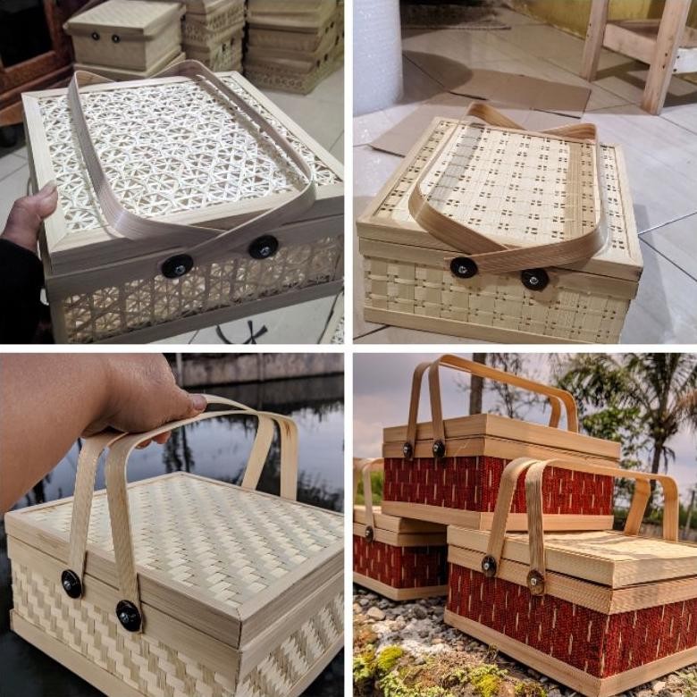 

hampers/rantang keranjang bambu kotak/parcel lebaran Nugi
