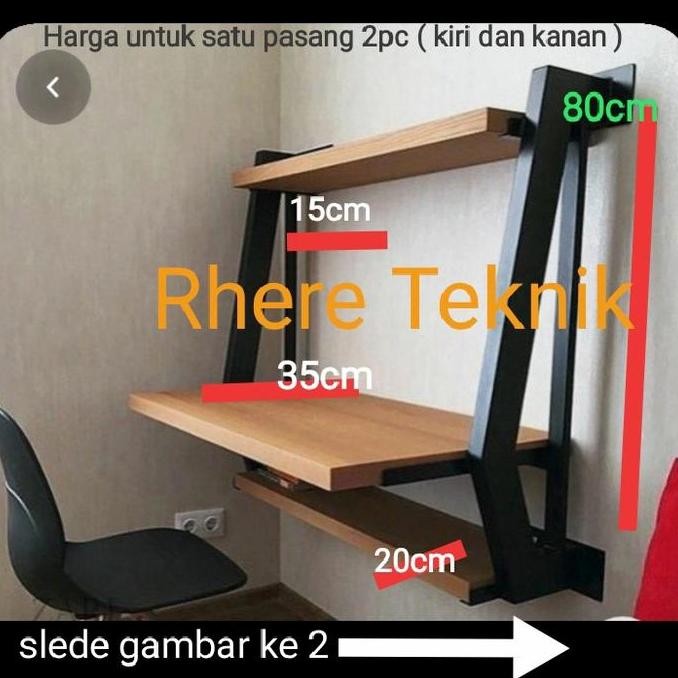 rak meja kerja rak besi meja laptop komputer belajar tempel dinding