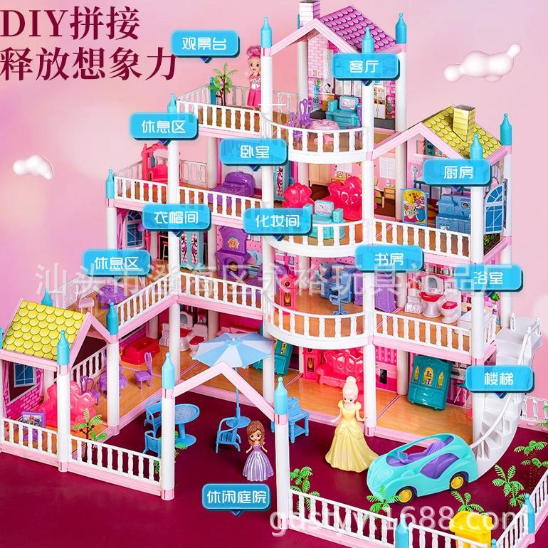 New 4 Lantai Mainan Rumah Rumahan Villaku Anak Perempuan Lengkap Boneka Barbie dan Perabot Rumah / M