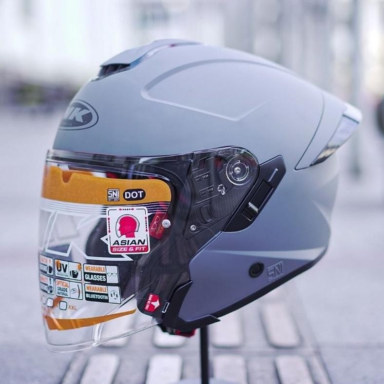 Terlaris Ink Terra 2 Solid Gorilla Grey Doff Original | Double Visor | Helm Half Face New Ink Terra 