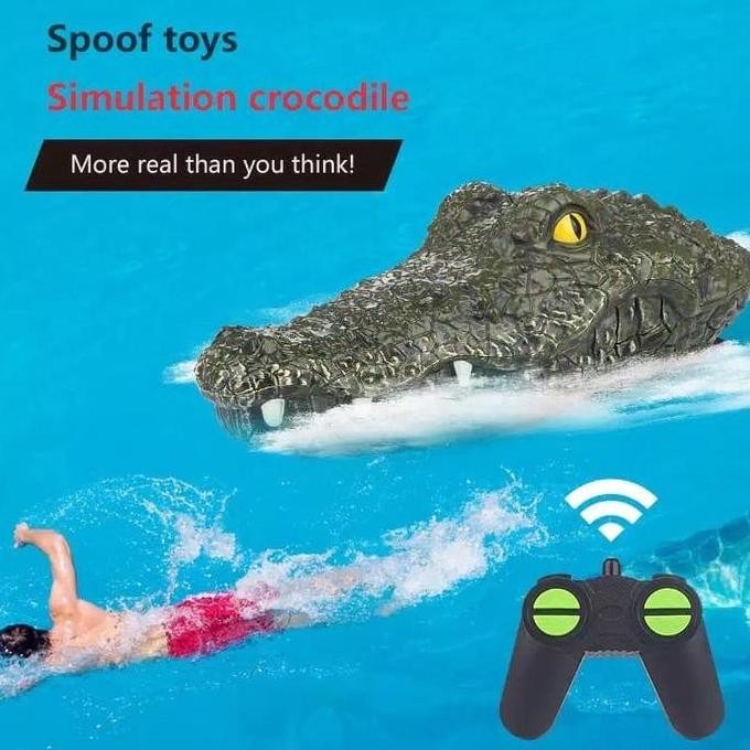Mainan Remote Control Mobil Perahu Simulasi Kepala Buaya Untuk Prank