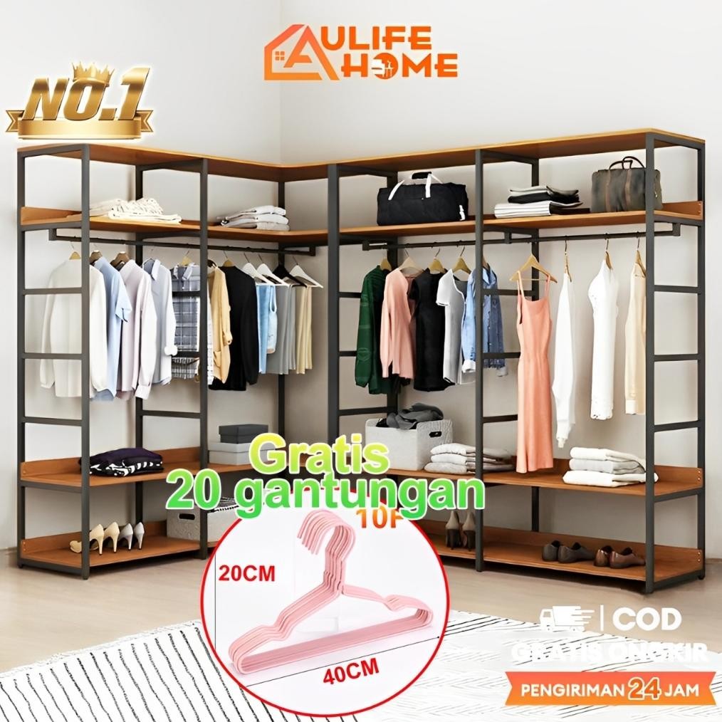 Terlaris Rak Gantungan Baju Stand Hanger Rak Gantung Baju Kayu Lemari Baju MinimalisGantungan Baju B