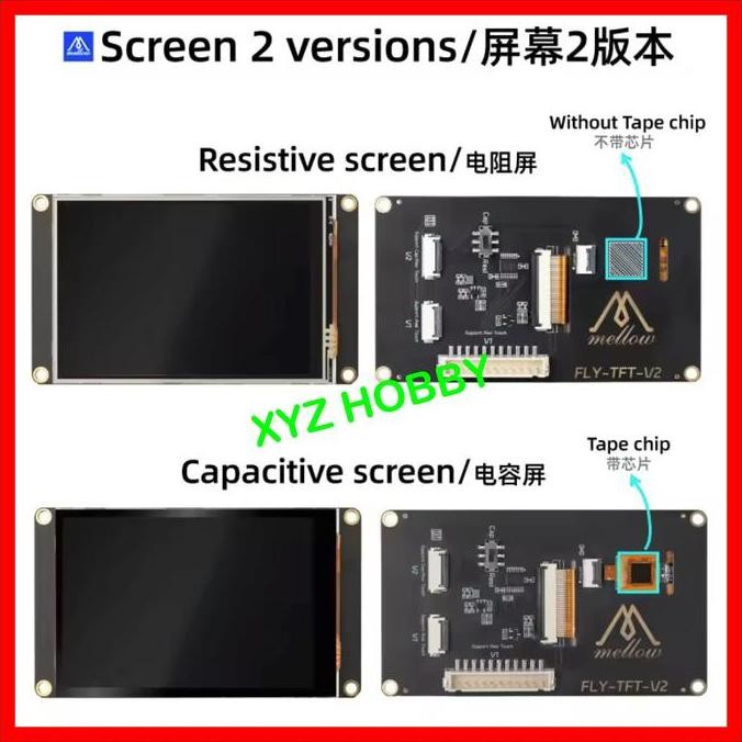 NEW Mellow LCD 3.5in SPI FLY TFT V2 Klipper Capacitive / Resistive Touch Screen For Fly Pi V2/C8/Ras