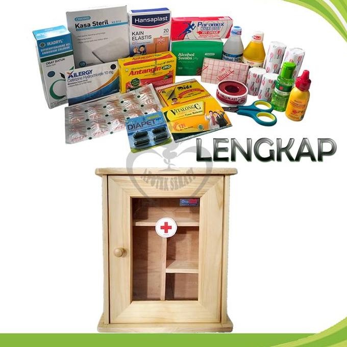 KOTAK P3K KAYU WARNA PUTIH LEMARI PENYIMPAN OBAT GANTUNG
