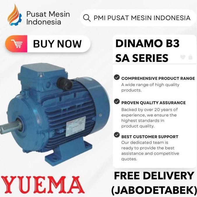Elektro Motor Yuema Sa 8P 3Kw 4Hp 3Phase 380V B3/ Dinamo Electric Motor/ Electro Motor 3 Phase/ Elek