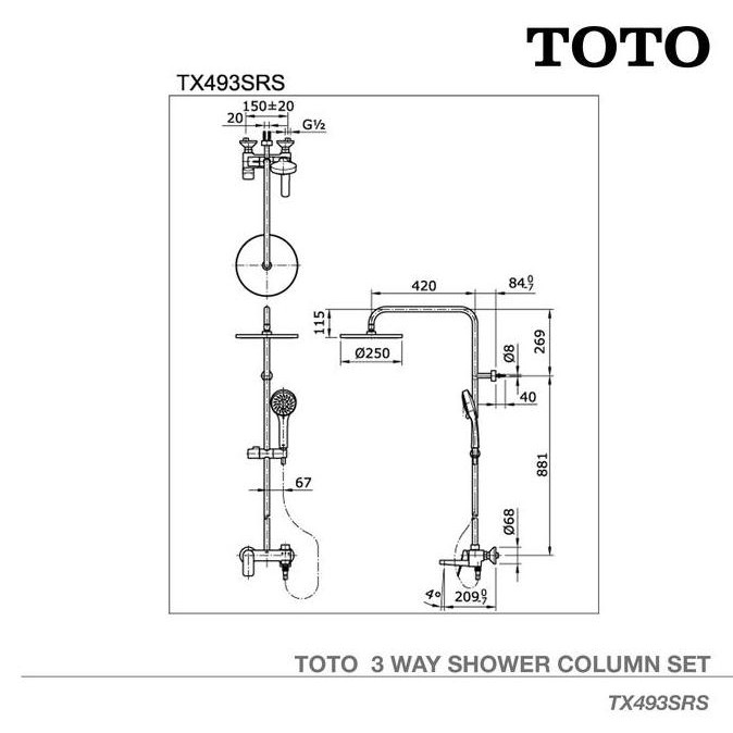 TOTO Column Set TX493SRS | Shower Column - Shower Tiang