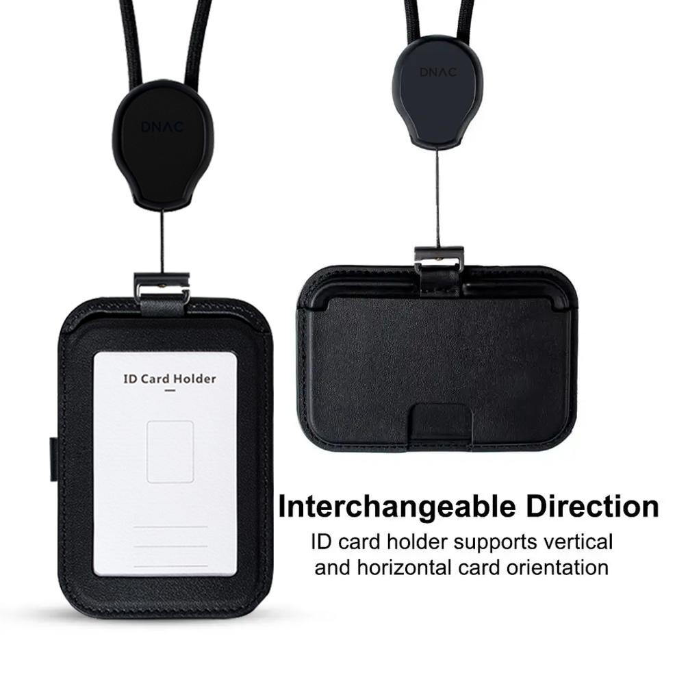 

We-12 Dnac Id Card Holder And Card Slots With Ribbon Lanyard - Black We-12