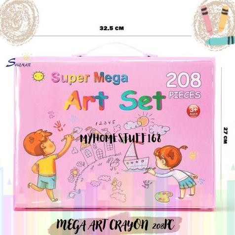 

SHENAR 208PCS CRAYON ANAK SET ALAT MENGGAMBAR MELUKIS CAT AIR PENSIL ART FULL SET Biru Board Brush Kids Markers Paper Pastels Pink Stationery
