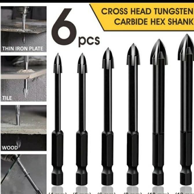 mata bor tombak keramik, kaca, granit, plastik multifungsi black cross