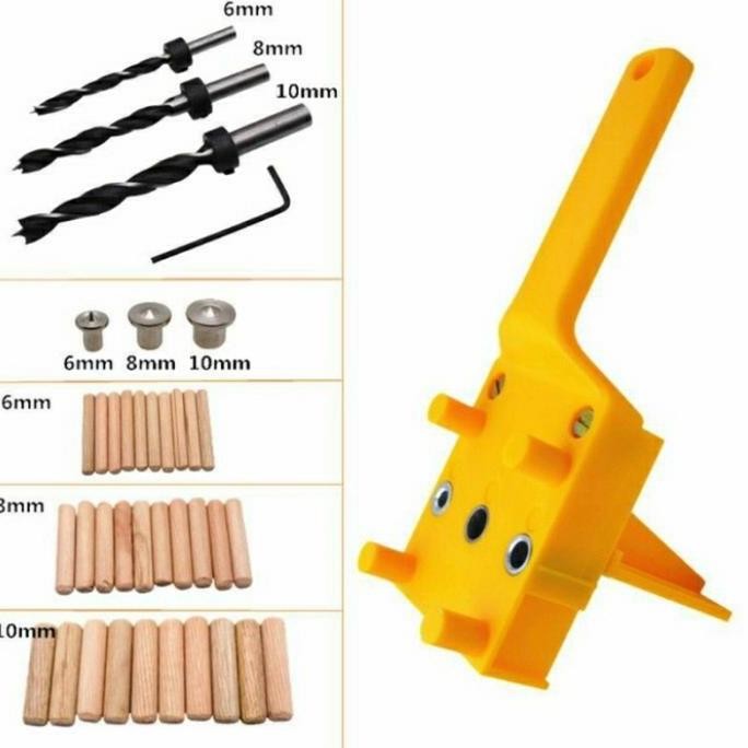Dowel jig + mata bor dowel, dowel kayu plus mata bor dowel