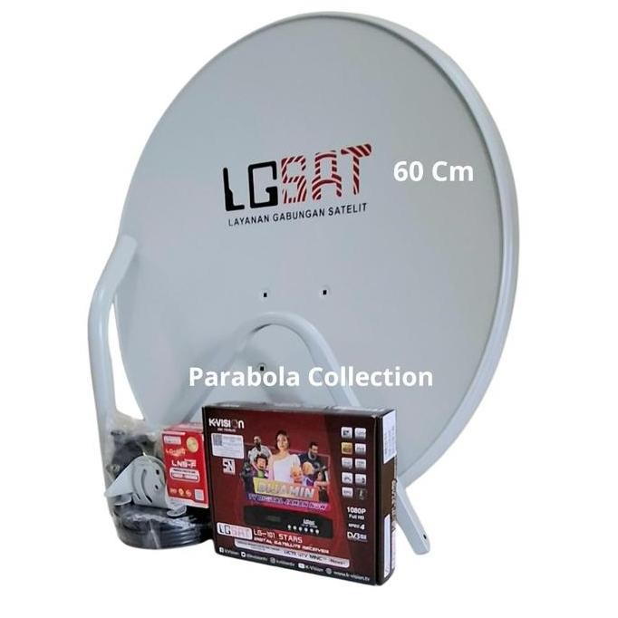 PARABOLA MINI LGSAT 60 CM FULL SET - RECEIVER PARABOLA LGSAT 60 CM ( PARABOLA  1  SET  LENGKAP ) ORI