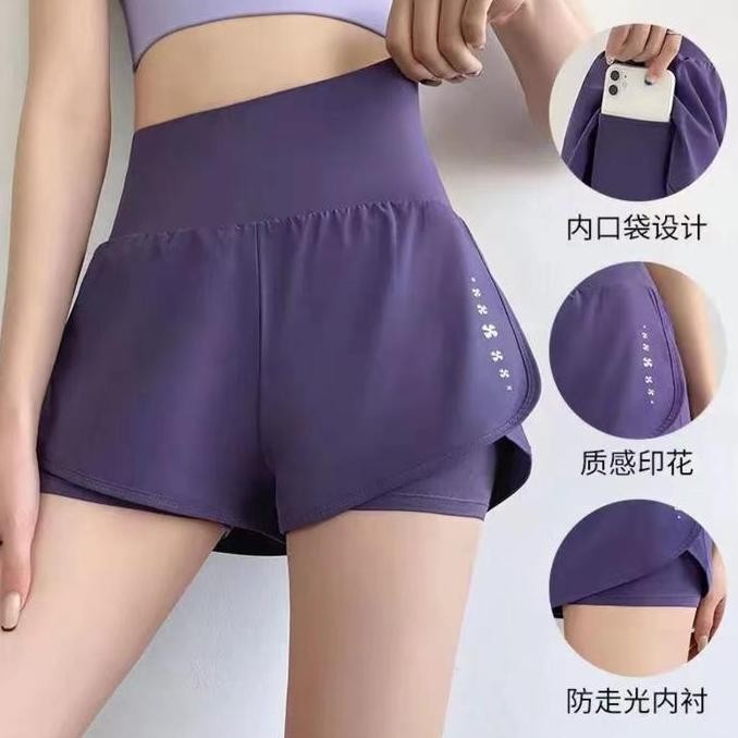 Celana Rok short Yoga Celana Pendek Wanita Sport Jogging Sepeda Lari Zumba Senam Aerobik C0010G4 ola