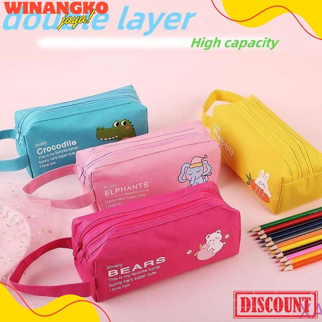 

Tempat Pensil/ Tempat Pensil & Alat Tulis Ritsleting Ganda/Dompet Pensil 2 Sleting Diskon Setengah Harga