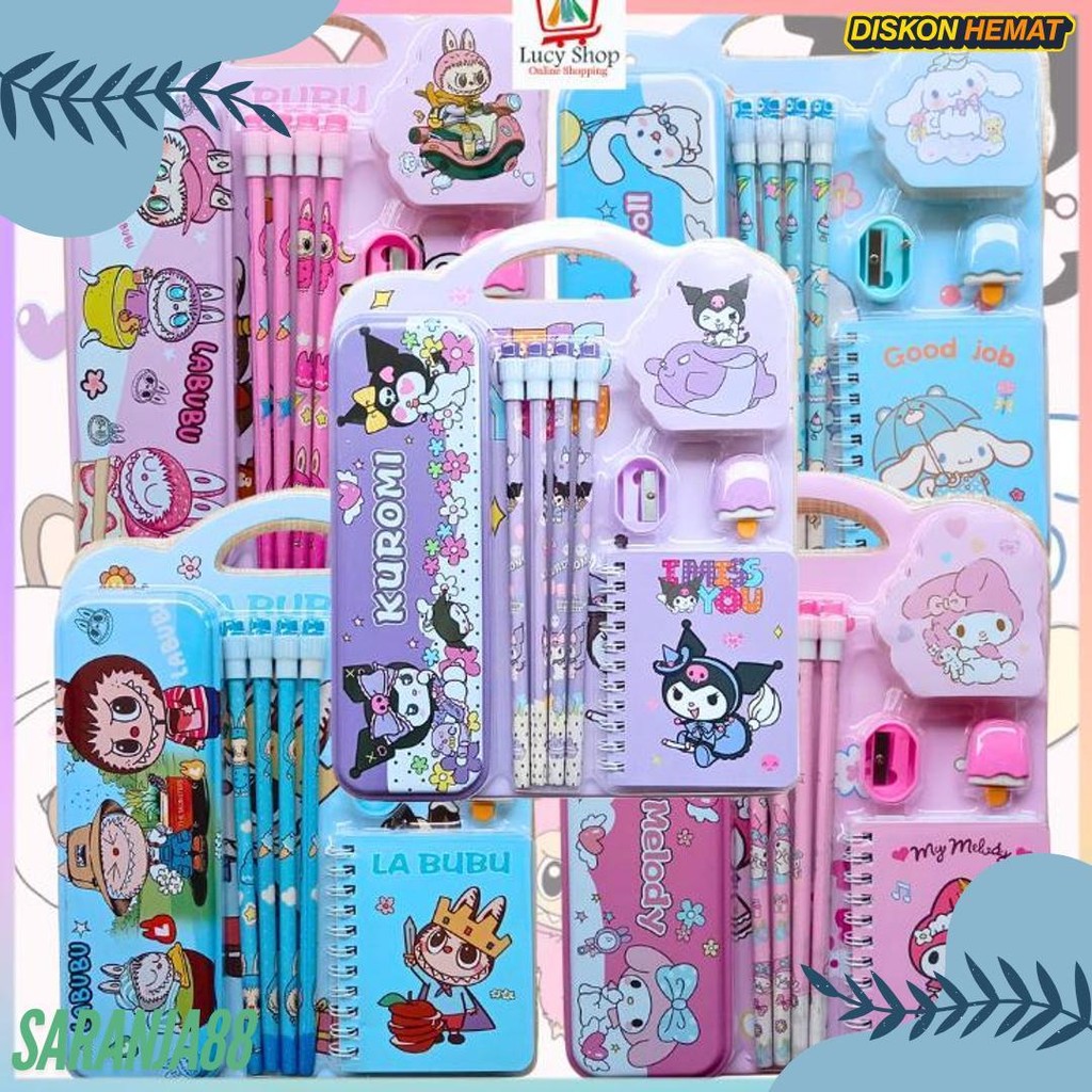 

Paket Alat Tulis Sekolah Anak Lengkap Motif Sanrio Labubu 8 In 1 Stationary Set Box Hadiah Lucu Flash Sale! Diskon Hingga 70%