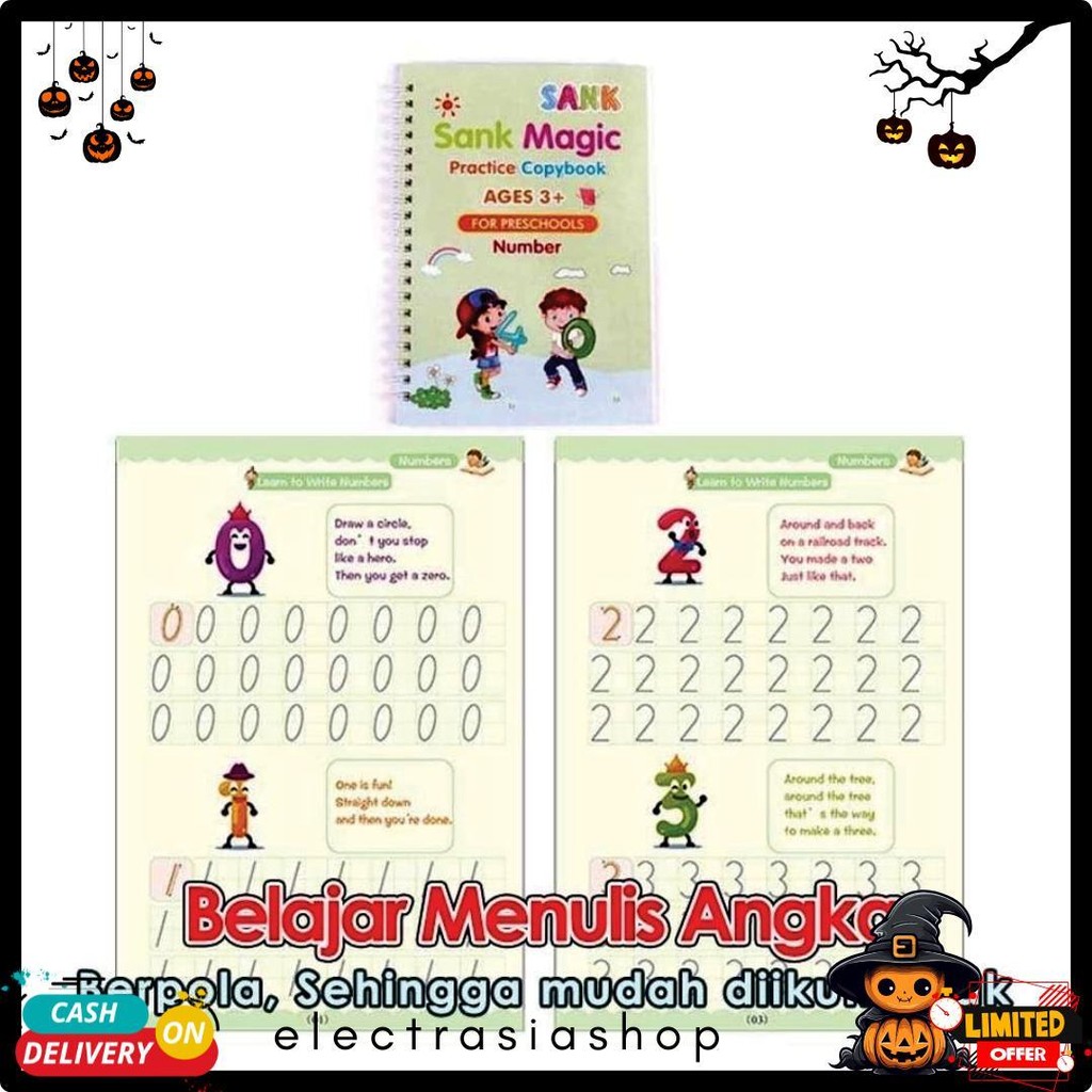 

Buku Ajaib Sank Magic Book | 1 Set Isi 4 Buku + 1 Pulpen + 5 Refill + 1 Holder | Buku Ajaib Belajar Menulis Menggambar Berhitung Diskon Setengah Harga