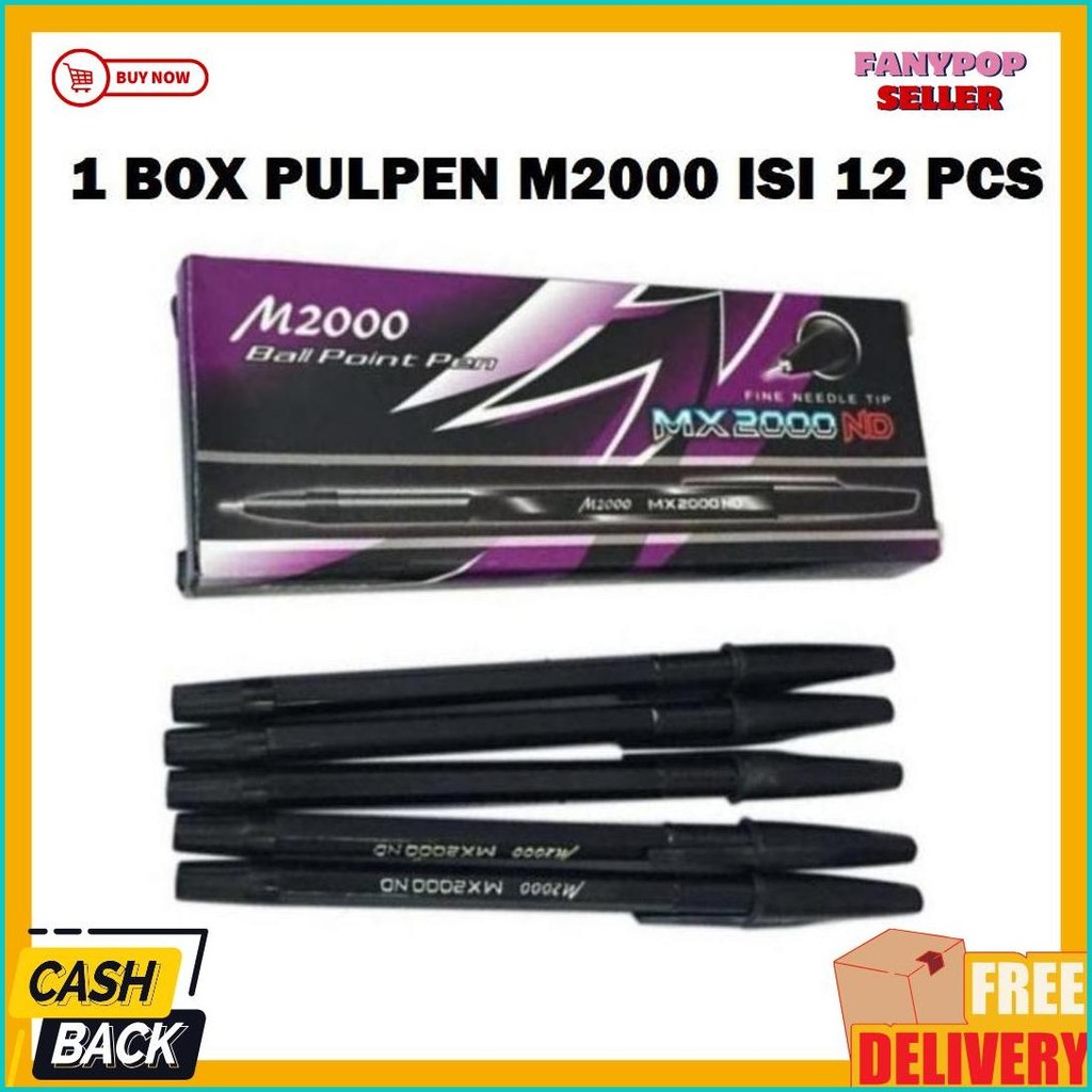 

(Grosir 1 Box Isi 12 Pcs) Pulpen M2000 / Bolpoint Pena Alat Tulis Kantor Flash Sale! Diskon Hingga 70%